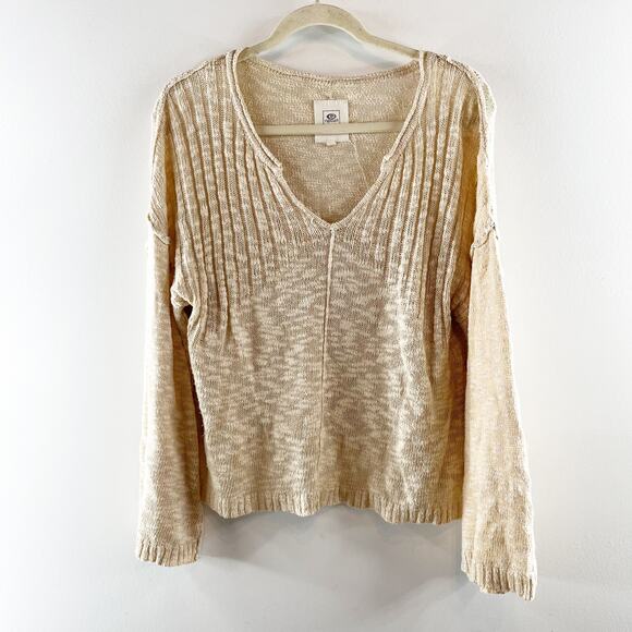 Rip Curl Long Sleeve Lightweight V Neck Sweater Tan Medium - Picture 1 of 7